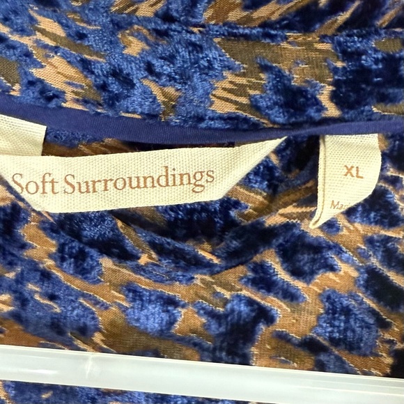 Soft Surroundings Mahali Maxi Dress Womens XL Blue Leopard Velvet Burnout Sheer - Picture 8 of 13